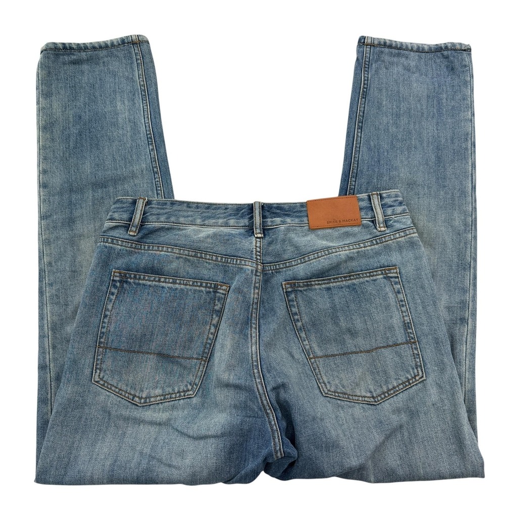 Spier & Mackay Jeans Mens 34 X 32 Blue Straight Light Wash Distressed Pockets